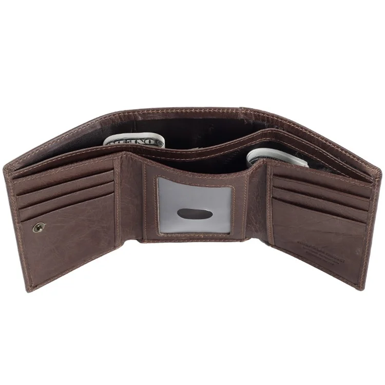 Jinbaolai Top Top Cow Wide Purse Tri-fold Willet Para Hombres - Café