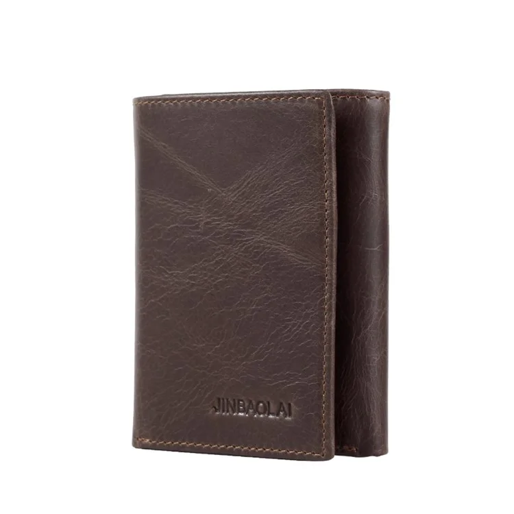 Jinbaolai Top-layer-kuhläden-leder Kurzpreis Tri-fold Wallet Für Männer - Kaffee