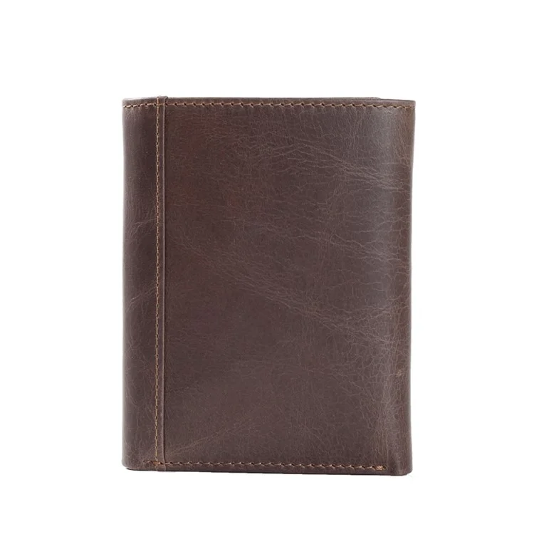 Jinbaolai Top-layer-kuhläden-leder Kurzpreis Tri-fold Wallet Für Männer - Kaffee