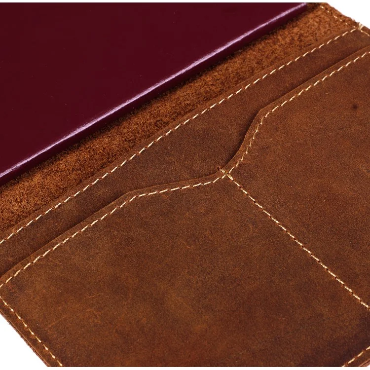 GUBINTU 903 Genuine Leather Passport Credit Card ID Holder for Men - Coffee