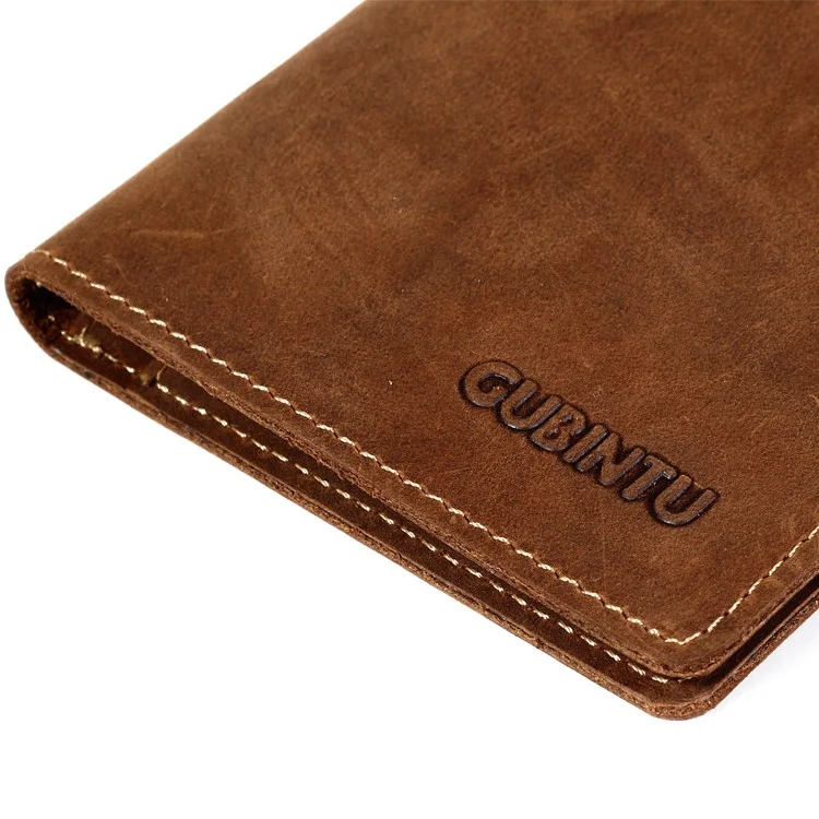 GUBINTU 903 Genuine Leather Passport Credit Card ID Holder for Men - Coffee
