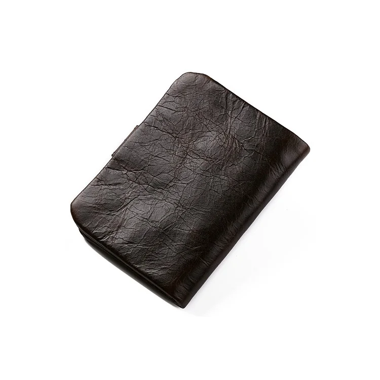 Retro Style Genuine Leather Bi-fold Wallet with Secure Belt