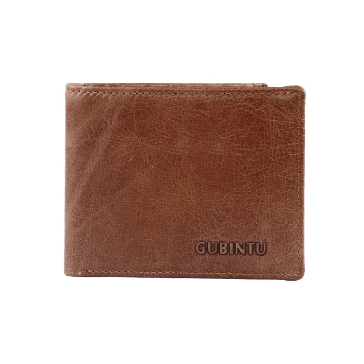 Gubintu Men's Vintage Style Short Wallet Top Capa De Cuero Genuino Bolete Bolse - Marrón