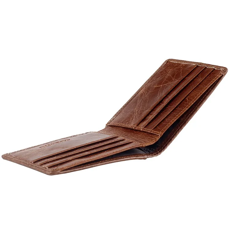 GUBINTU Men's Vintage Style  Short Wallet Top Layer Genuine Leather Bi-fold Purse - Brown