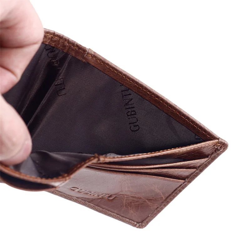 GUBINTU Men's Vintage Style  Short Wallet Top Layer Genuine Leather Bi-fold Purse - Brown