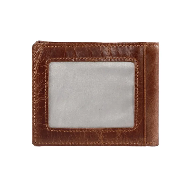 GUBINTU Men's Vintage Style  Short Wallet Top Layer Genuine Leather Bi-fold Purse - Brown