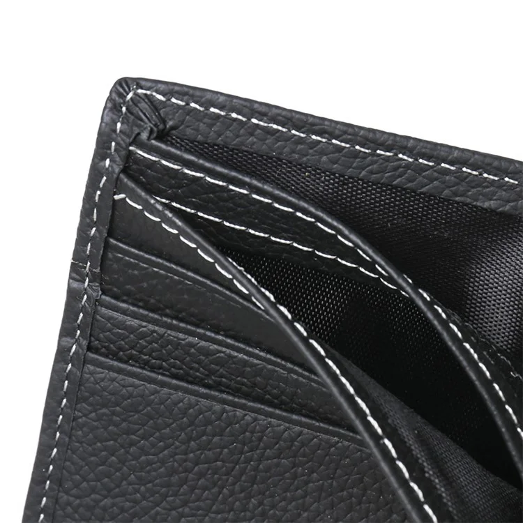 JINBAOLAI Genuine Cowhide Leather Purse Bi-fold Cards Casual Business Wallet for Men - Black