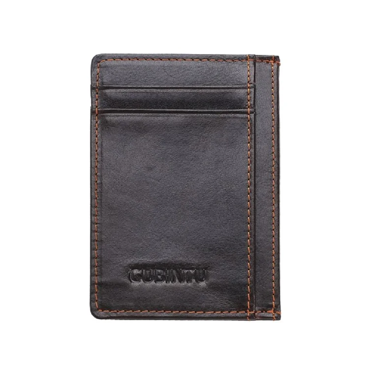 115# Stylish Genuine Leather Coin Multi Card Slots Wallet for Men - Dark Brown