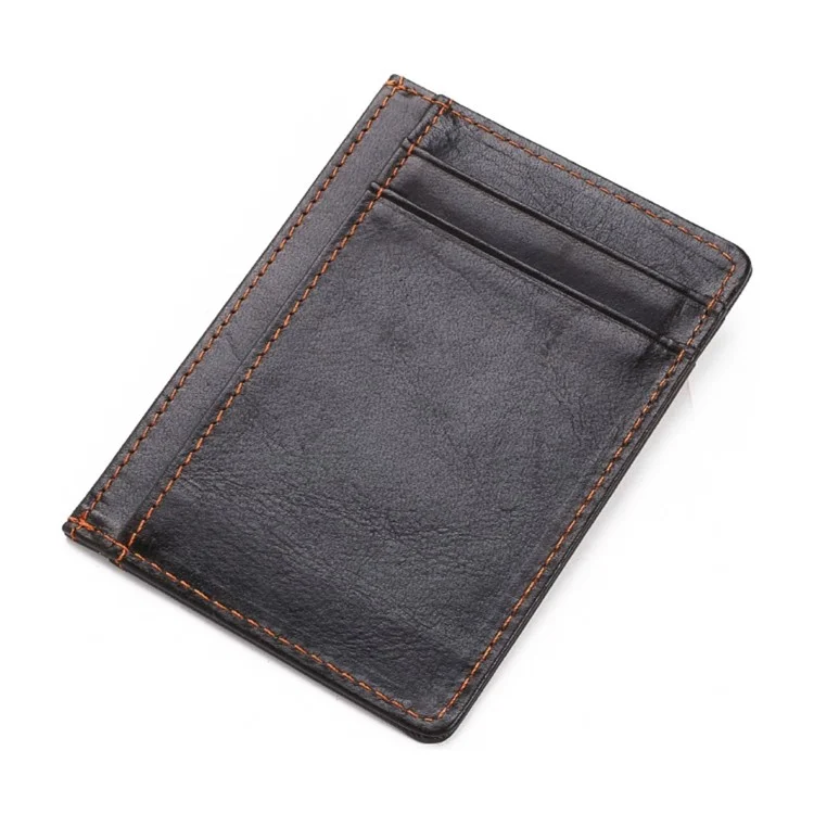 115# Élégant portefeuille en cuir véritable avec fentes multi-cartes pour hommes - Marron foncé