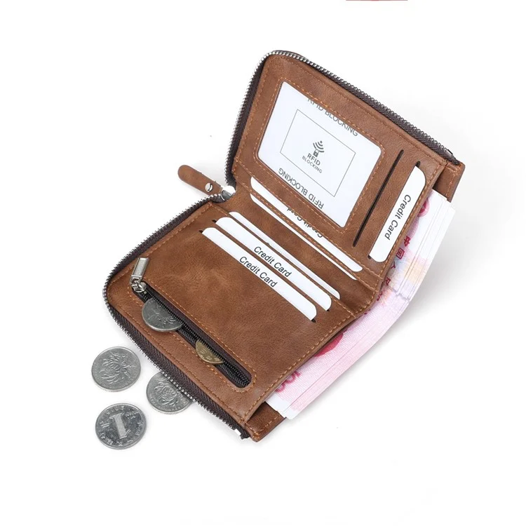 Slot Per Carte in Pelle Resistente PU Portafoglio a Portafoglio Per Gli Uomini - Marrone
