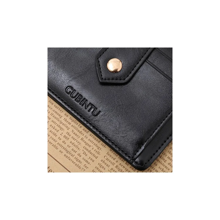 Creative Genuine Leather Zipper Men's Wallet Credit Card Holder Money Clip - Black