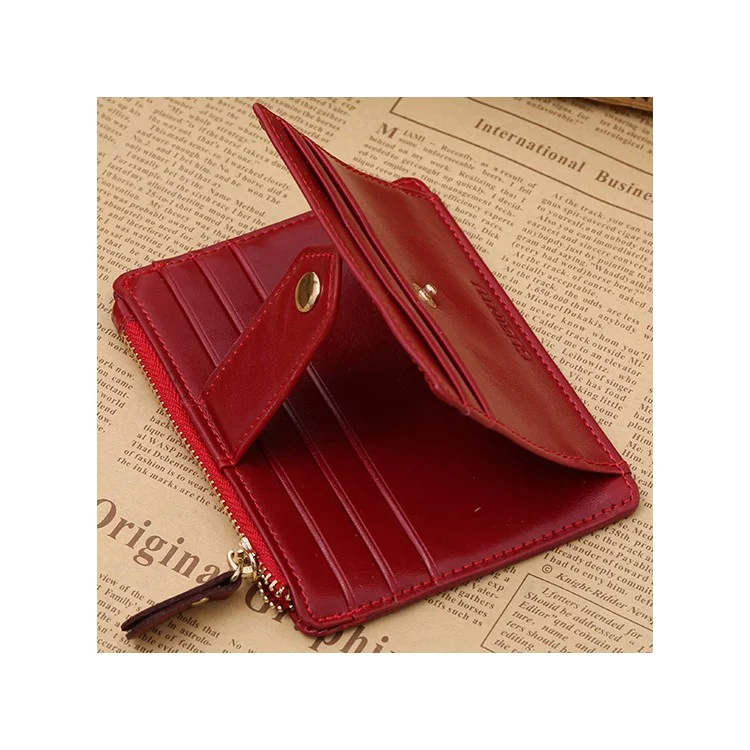 Capilla De Cuero Genuino Creativo Cartera De Hombres Tarjeta De Crédito Titular De La Tarjeta De Crédito Clip - Rojo