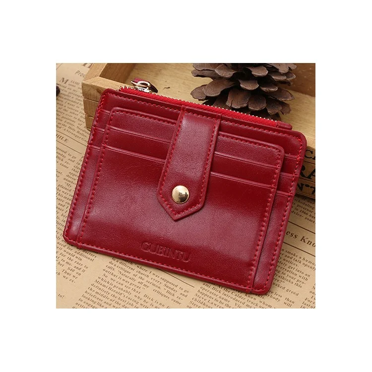 Capilla De Cuero Genuino Creativo Cartera De Hombres Tarjeta De Crédito Titular De La Tarjeta De Crédito Clip - Rojo