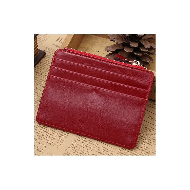 Capilla De Cuero Genuino Creativo Cartera De Hombres Tarjeta De Crédito Titular De La Tarjeta De Crédito Clip - Rojo