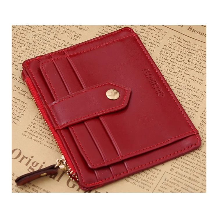 Capilla De Cuero Genuino Creativo Cartera De Hombres Tarjeta De Crédito Titular De La Tarjeta De Crédito Clip - Rojo