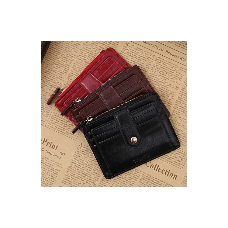 Capilla De Cuero Genuino Creativo Cartera De Hombres Tarjeta De Crédito Titular De La Tarjeta De Crédito Clip - Rojo