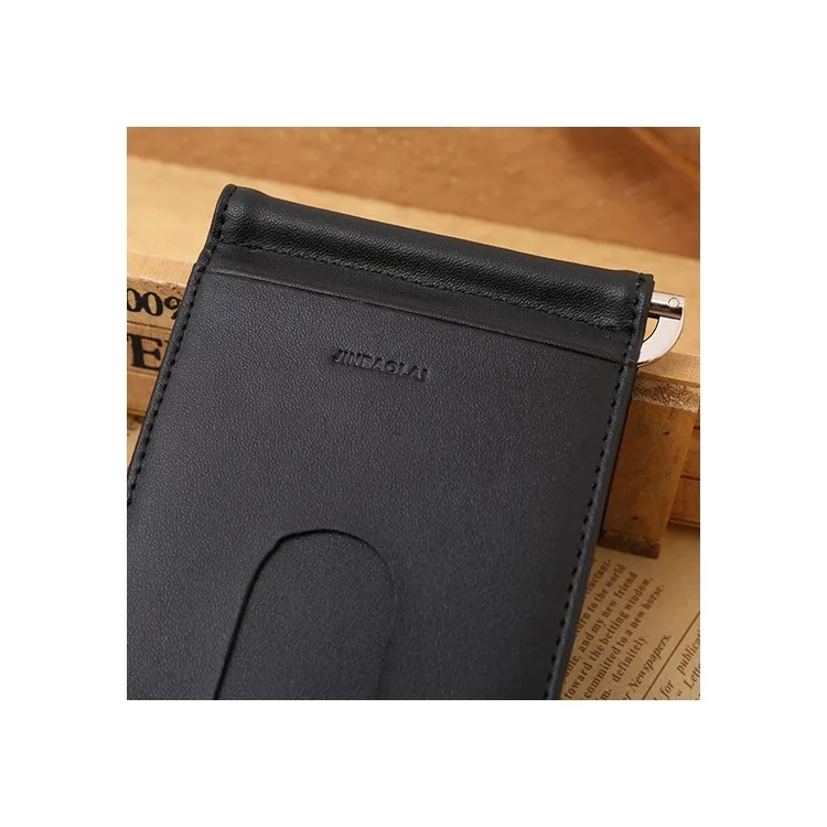 Porte-monnaie en véritable cuir de qualité supérieure pour hommes d'affaires, avec porte-cartes de crédit et porte-billets - Noir