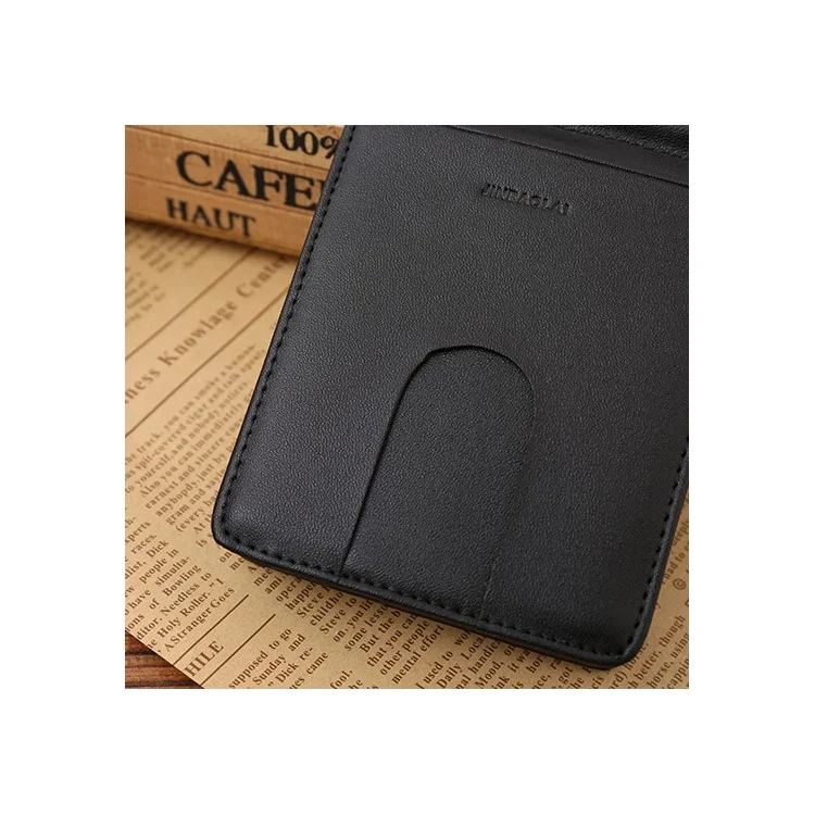 Business Genuine Leather Men's Wallet Multi-card ID Credit Card Holder Dollar Clip - Black