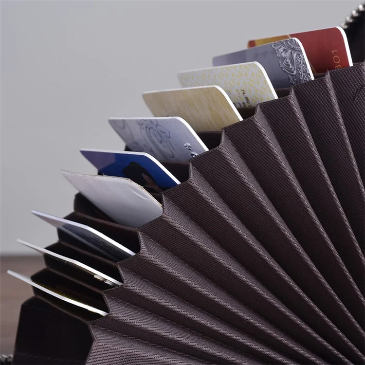 Men Credit Card Holder Leather Carbon Fiber Wallet - Vertical Style