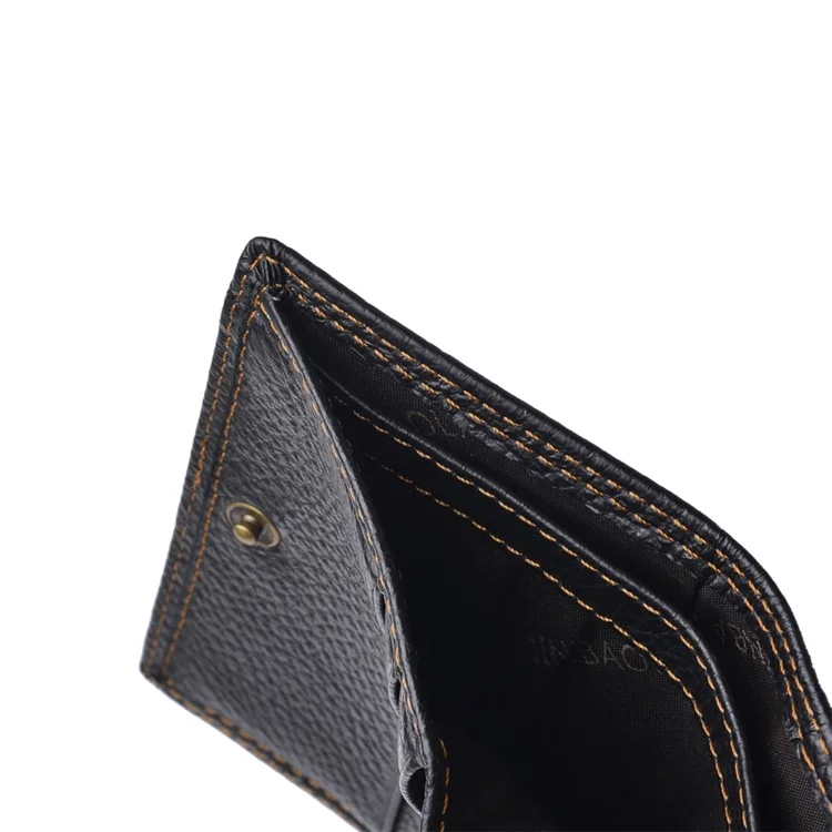 RFID RFID Anti-theft Retro Top Leather Leather Wallet with 3 Slots - Black
