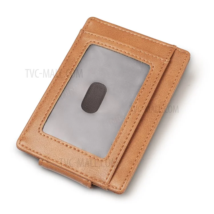 Anti-magnetic ID Card Bank Card Anti-Theft Swiping Wallet Pocket Bus Card Bag - Brown