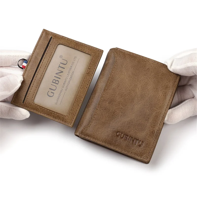 Men's Wallet Leather Multiple Card Slots Coin Purse Bag Card Holder Bag - Light Brown