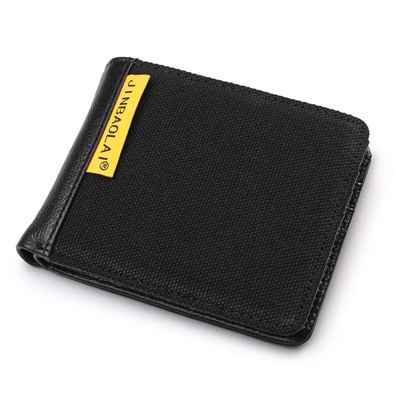 Leisure Men Genuine Leather Short Purse Card Coin Holder Bi-fold Wallet - Style B/Black