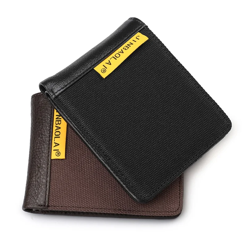 Leisure Men Genuine Leather Short Purse Card Coin Holder Bi-fold Wallet - Style B/Black
