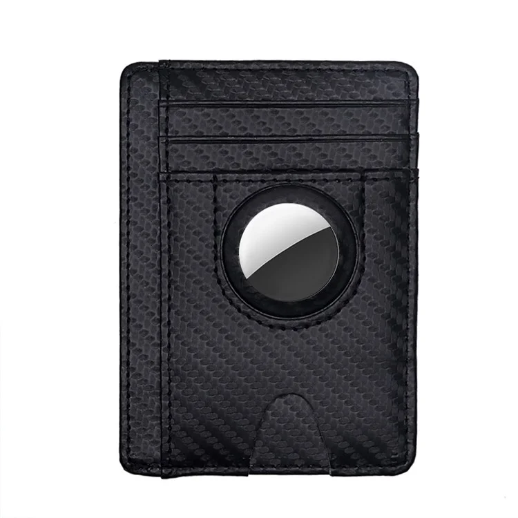 Carbon Fiber Textur Minimalistische Geldbörse Kartenhalter 2 in 1 Tragbares Slim Case für AirTag - Schwarz