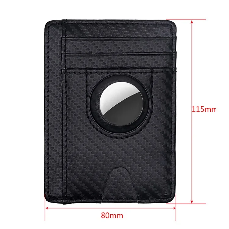 Carbon Fiber Textur Minimalistische Geldbörse Kartenhalter 2 in 1 Tragbares Slim Case für AirTag - Schwarz