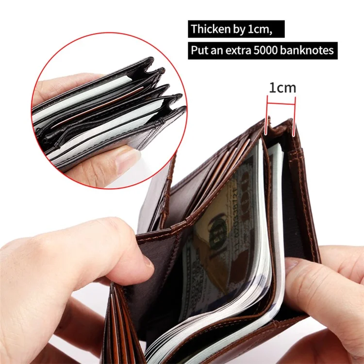 GUBINTU Cartera Corta de Piel de Vaca de Capa Superior con Bloqueo RFID para Hombres - Negro