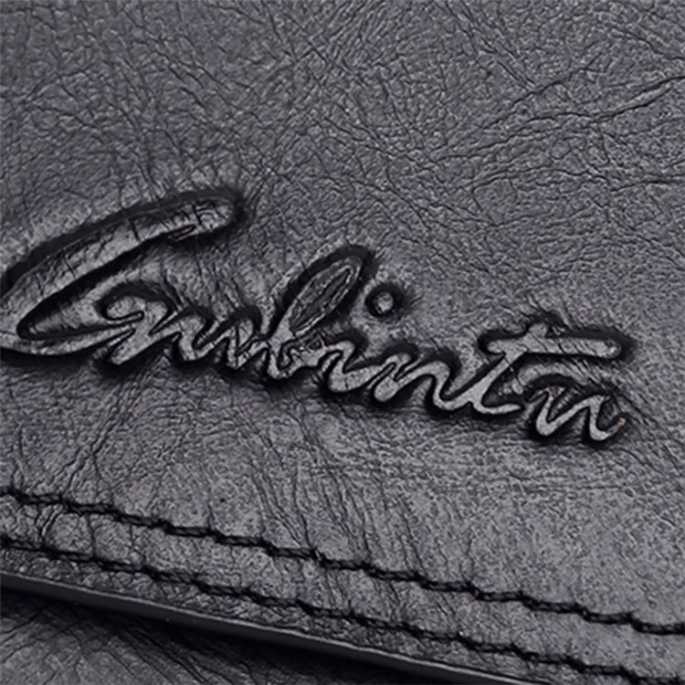 GUBINTU Cartera Corta de Piel de Vaca de Capa Superior con Bloqueo RFID para Hombres - Negro