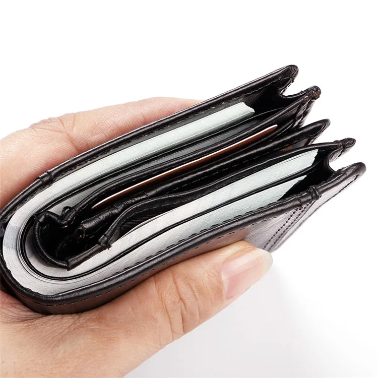 GUBINTU Cartera Corta de Piel de Vaca de Capa Superior con Bloqueo RFID para Hombres - Negro