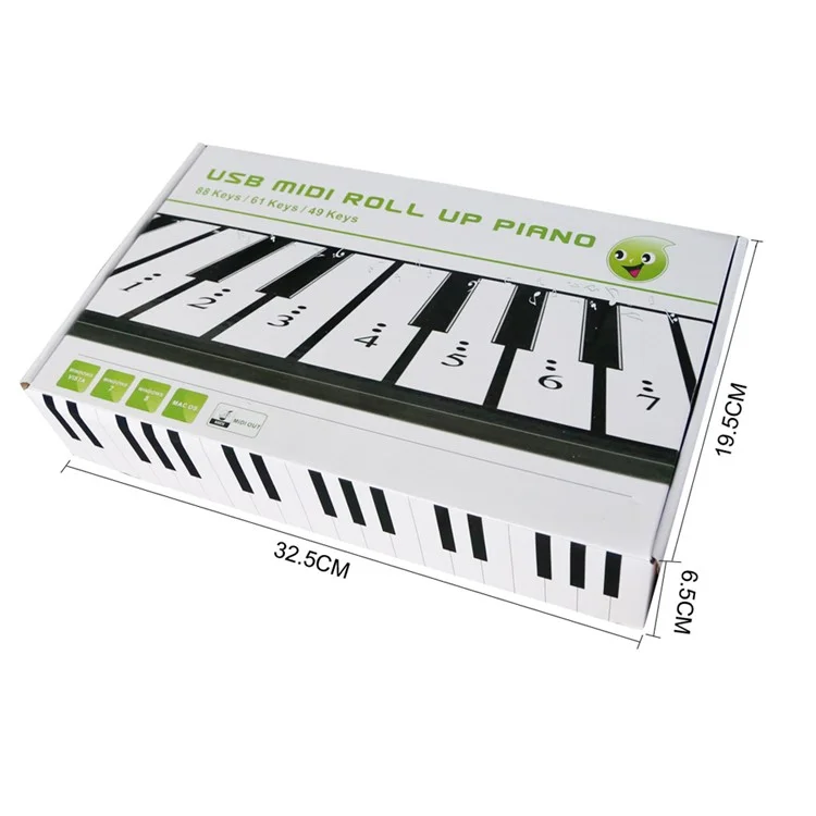 MIDI Flexible Silicone Keyboard Roll Up USB Electronic Piano with 61 Keys - US Plug