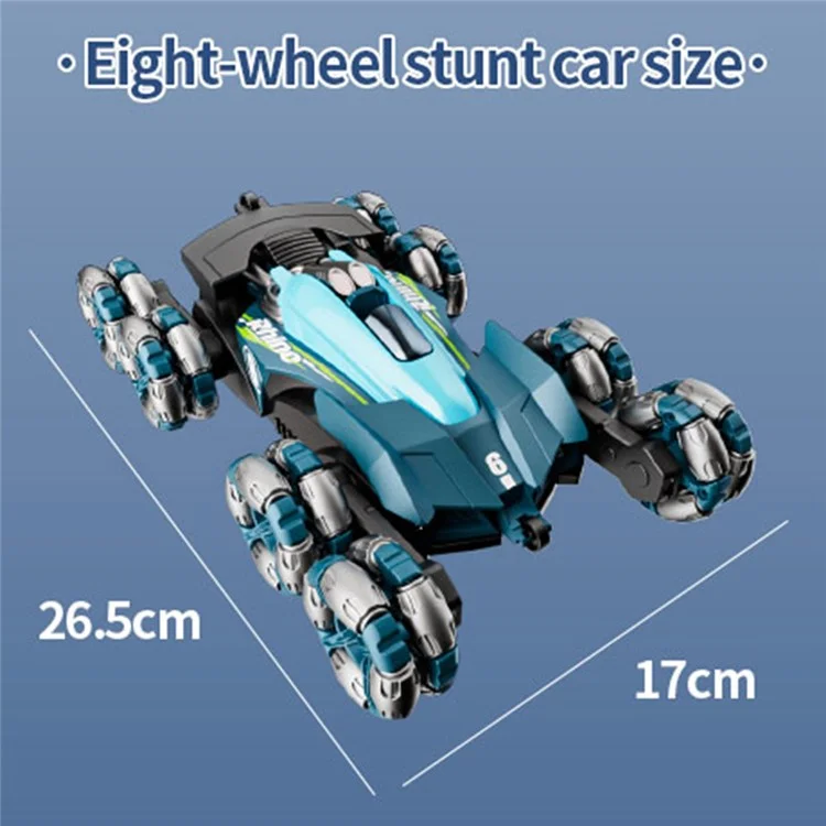 4DRC Y6 8WD Spray RC Car Model Remote Control Stunt Vehicle with LED Light, 1 Battery - Blue