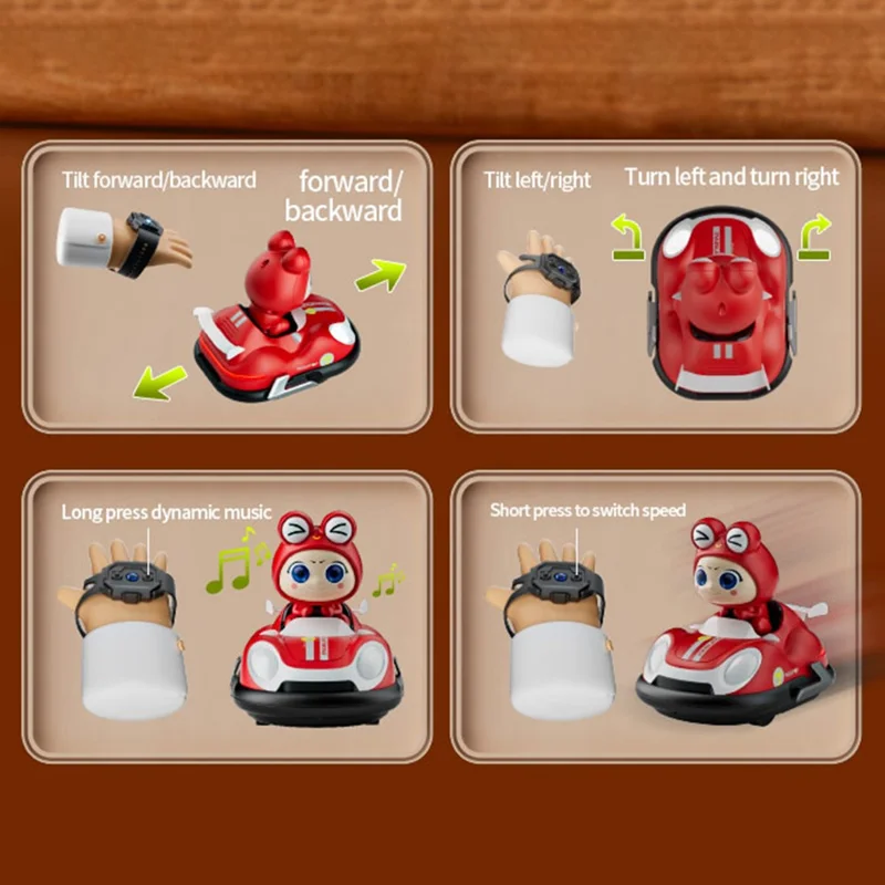 4DRC Y7 Remote Control Bumper Car with Light and Music Pop-Up Doll Children Battle Toy, 1 Battery - Red