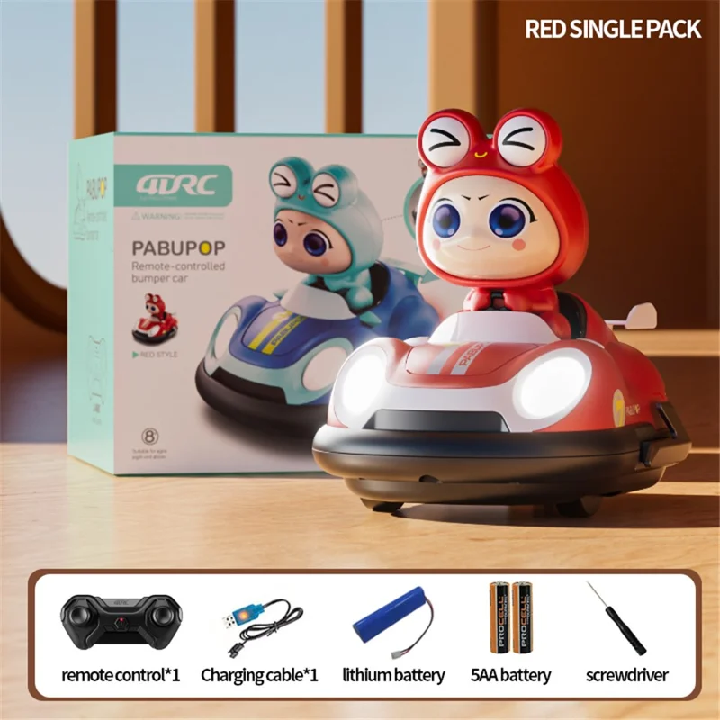 4DRC Y7 Remote Control Bumper Car with Light and Music Pop-Up Doll Children Battle Toy, 1 Battery - Red