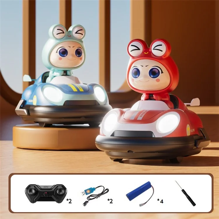 4DRC Y7 2Stück Pop-Up Puppen Fernbedienung Bumper Car Kinder Battle Spielzeug mit Licht und Musik (2 Batterien / Auto)
