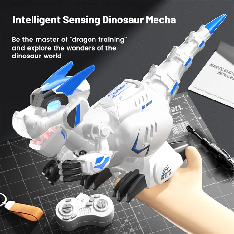R25 Programação Inteligente Controle Remoto Dinossauros Sensoros de Gesto de Dinosauro Toy, 1 Controlador Remoto - Azul