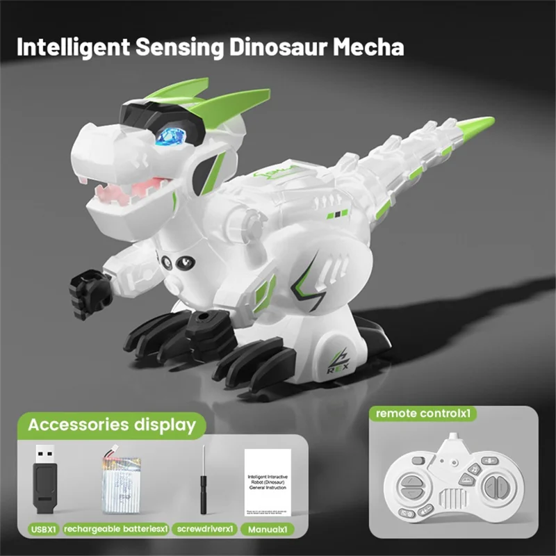 R25 Intelligent Programming Remote Control Dinosaur Gesture Sensing Electric Dinosaur Toy, 1 Remote Controller - Green