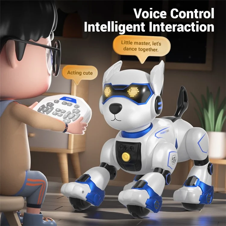 R27 Intelligent Voice Control Stunt Robot Dog Kids Remote Control Electronic Dog Toy, 1 Battery - Blue
