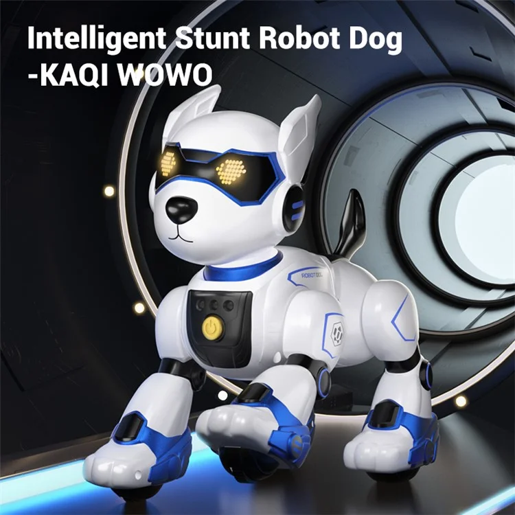 R27 Intelligent Voice Control Stunt Robot Dog Kids Remote Control Electronic Dog Toy, 1 Battery - Blue