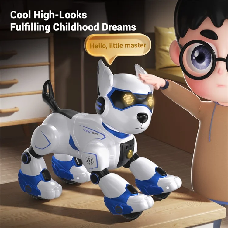 R27 Intelligent Voice Control Stunt Robot Dog Kids Remote Control Electronic Dog Toy, 1 Battery - Blue