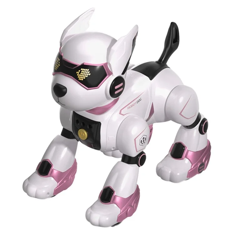 R27 Cane robot intelligente con controllo vocale, giocattolo elettronico per bambini con telecomando, 1 batteria - Rosa
