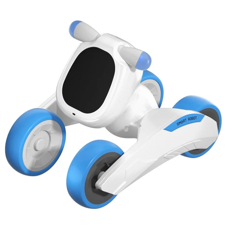 Chien robot intelligent à commande vocale R28 pour enfants, avec télécommande, animal de compagnie électronique, 1 pile - Blanc+Bleu