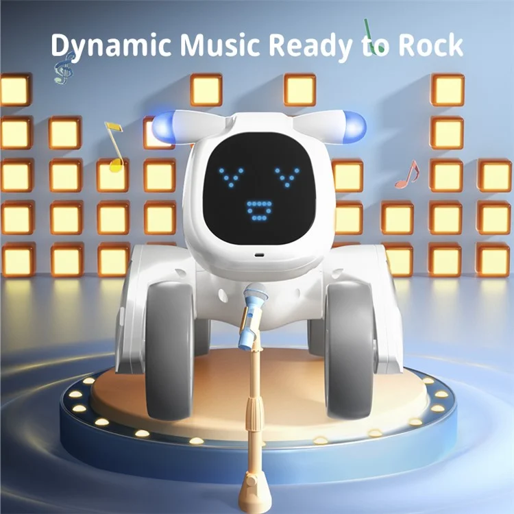 Chien robot intelligent à commande vocale R28 pour enfants, avec télécommande, animal de compagnie électronique, 1 pile - Blanc+Bleu
