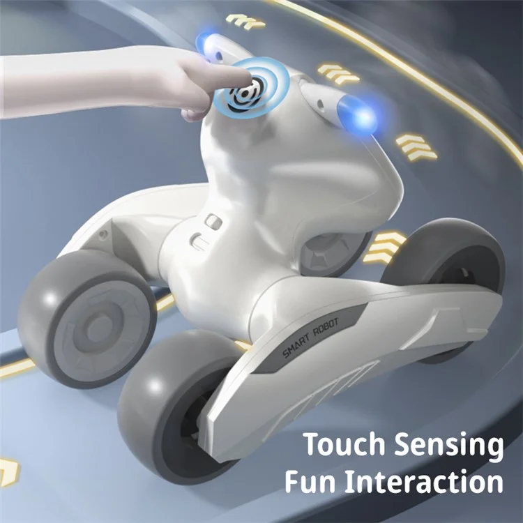 Chien robot intelligent à commande vocale R28 pour enfants, avec télécommande, animal de compagnie électronique, 1 pile - Blanc+Bleu
