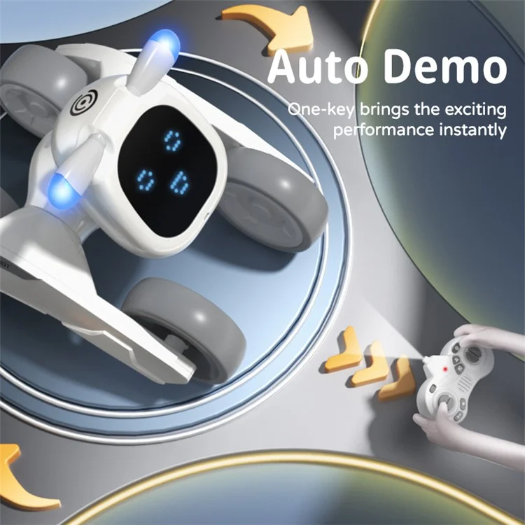 Chien robot intelligent à commande vocale R28 pour enfants, avec télécommande, animal de compagnie électronique, 1 pile - Blanc+Bleu