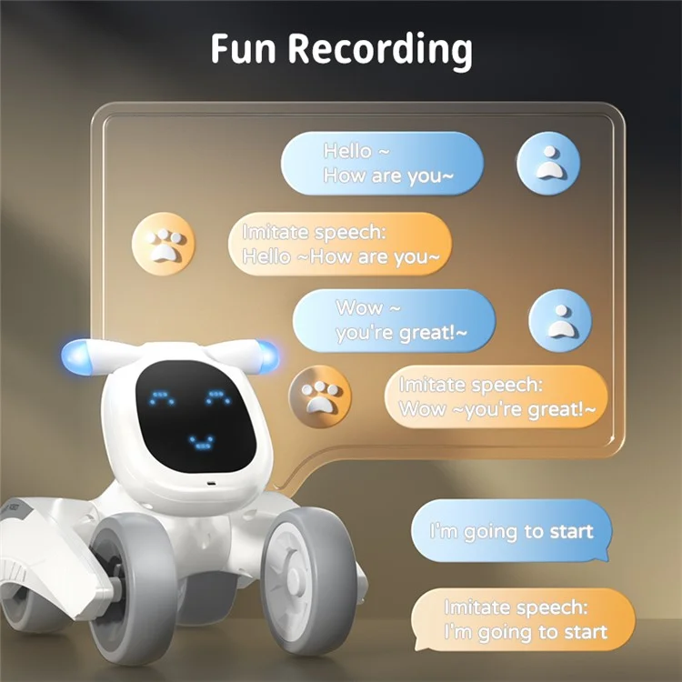 Chien robot intelligent à commande vocale R28 pour enfants, avec télécommande, animal de compagnie électronique, 1 pile - Blanc+Bleu