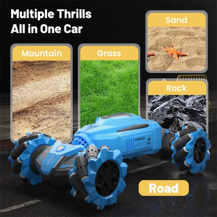 Q177 RC Stunt Twister Car Music Light Kids 2.4g Fernbedienung Vierradautospielzeug, 1 Batterie - Blau